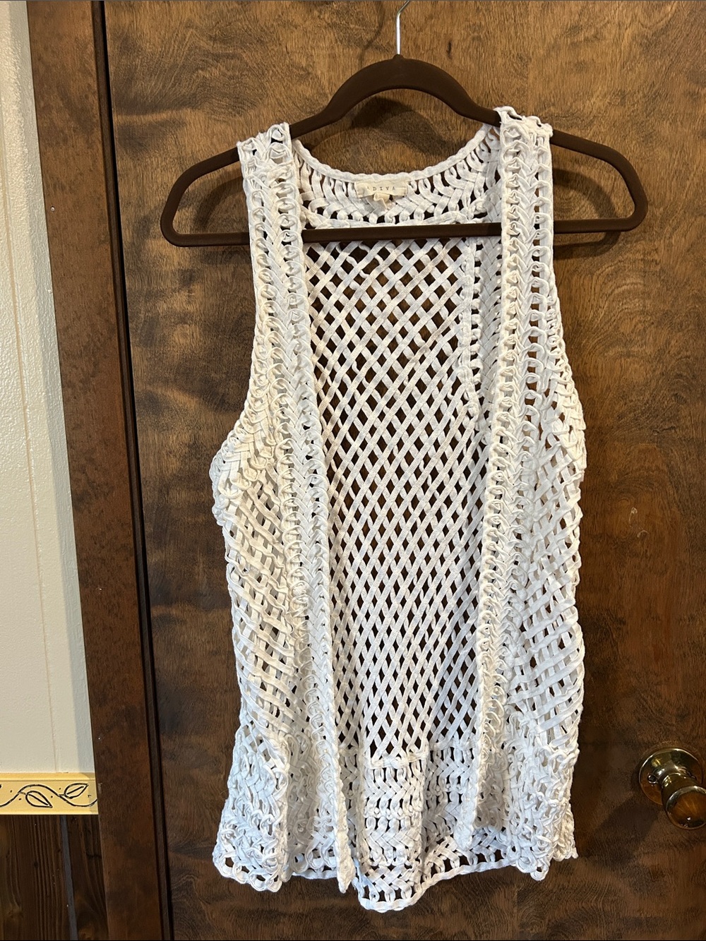Adiva White Crochet Mesh Tank Camisole